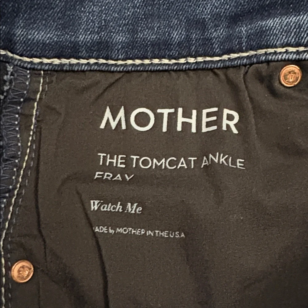 MOTHER The Tomcat Straight Leg Ankle Fray Blue Denim Jeans in Watch Me Size 27